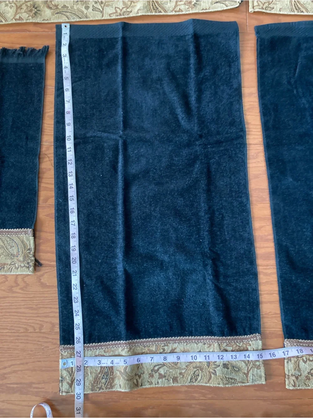 Vintage Avanti Black 100% Cotton Bath Finger & Hand Towels Black 6 Pieces